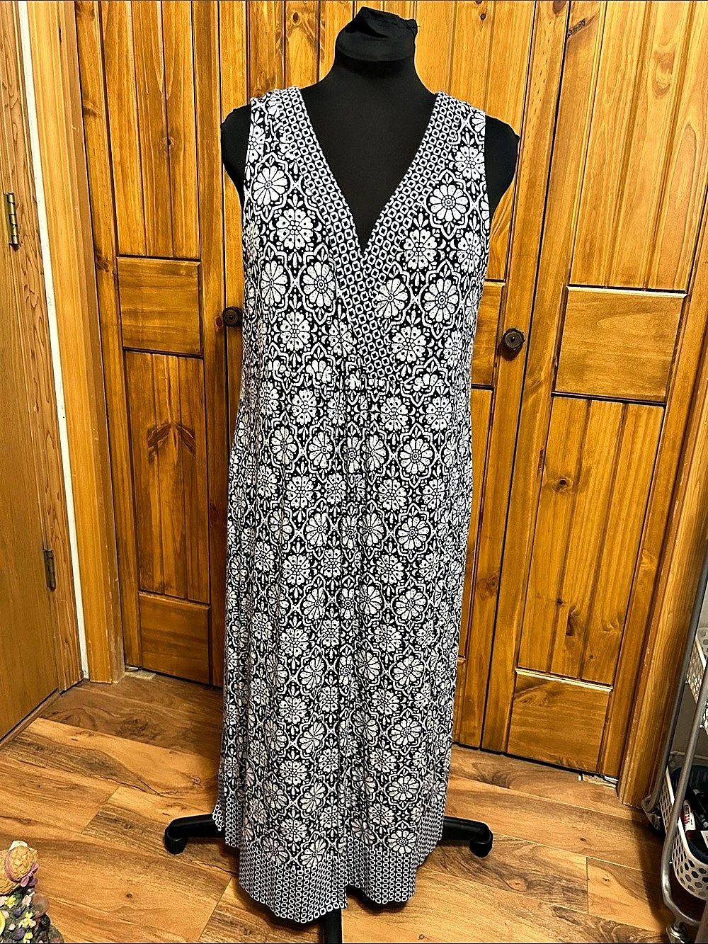 J. Jill Women's Blue & White Geometric Maxi Dress XL petite